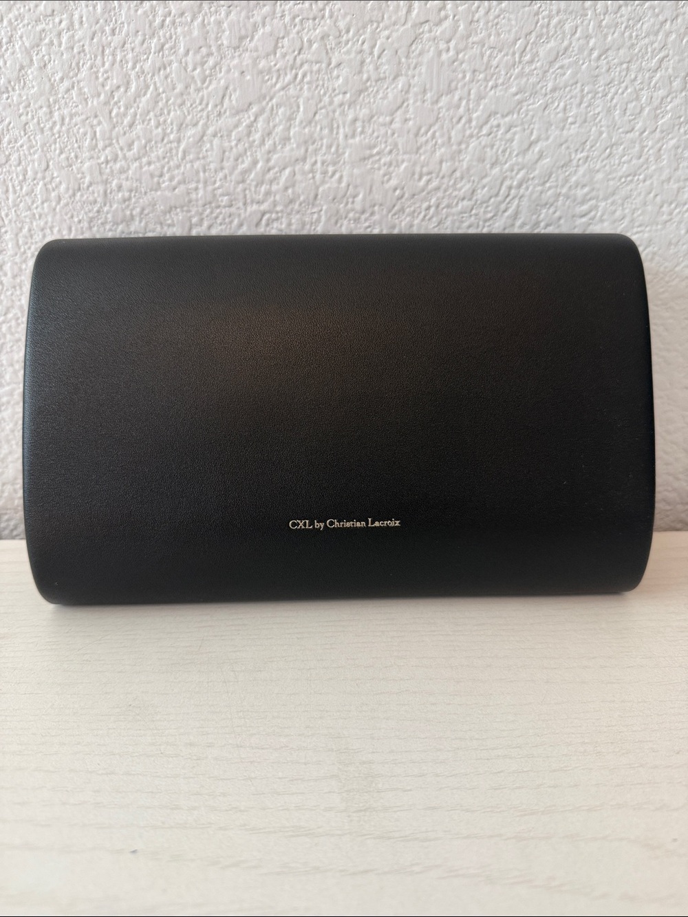 Christian Lacroix Black Fold-Over Clutch with Embossed Medallion and gold chain - Picture 3 of 4